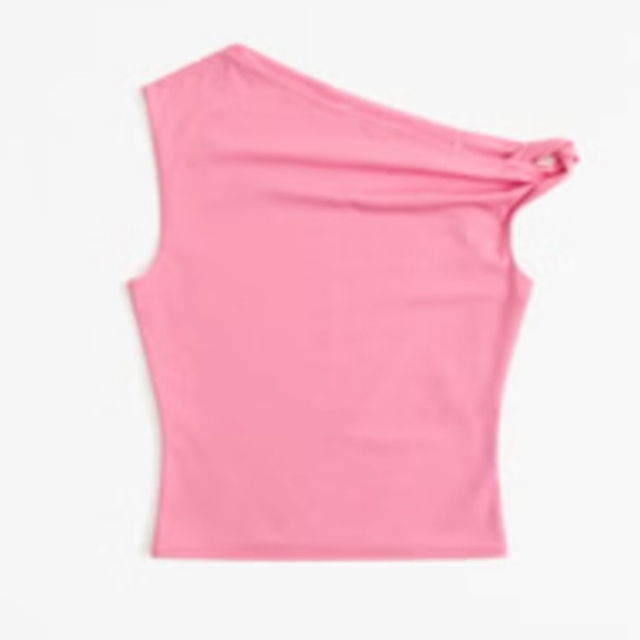 WORN ONCE Abercrombie Asymmetrical Cotton-Modal Twist Top - PINK, M - Picture 1 of 4
